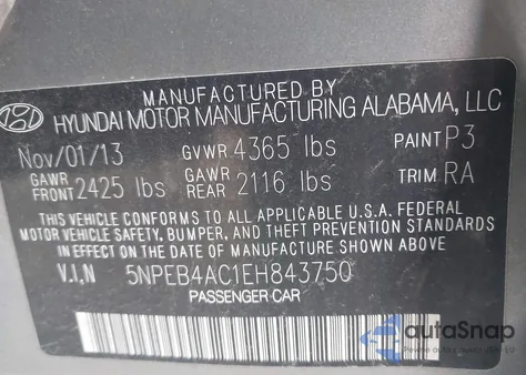 2014 Hyundai Sonata Gls from USA, damaged, VIN 5NPEB4AC1EH843750